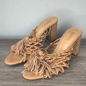 Schultz Block Heel Suede Sandal Slide size 7.5
